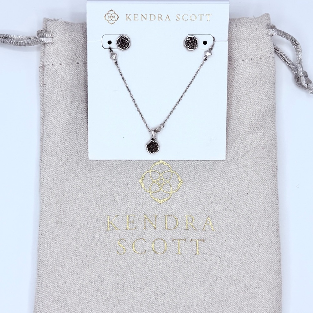Kendra Scott Nola Drusy Silver Necklace & Earring Set